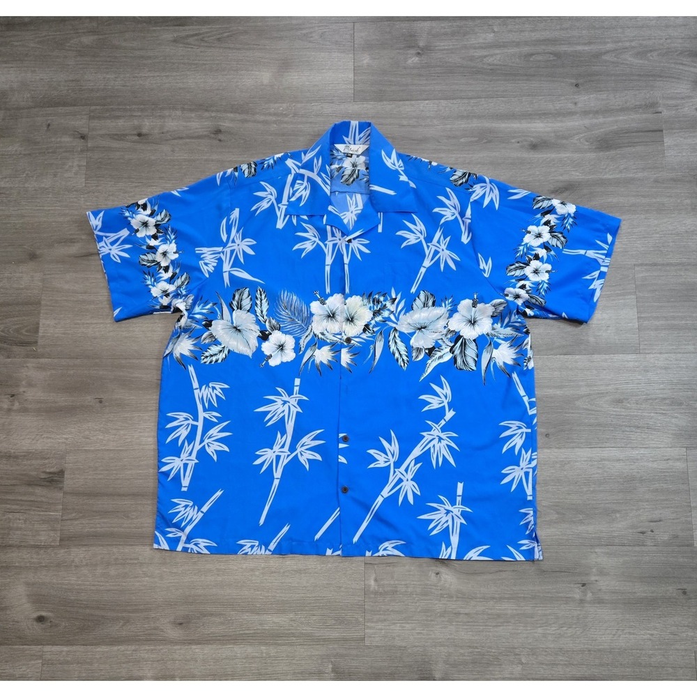 Alvish Hawaiian Aloha 3XL Shirt Hibiscus Bird of Paradise Bamboo Leaves Tropical